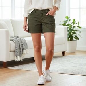 Ann Taylor LOFT The Monroe Olive Green Cotton Mid-Rise Chino Shorts - Size 6